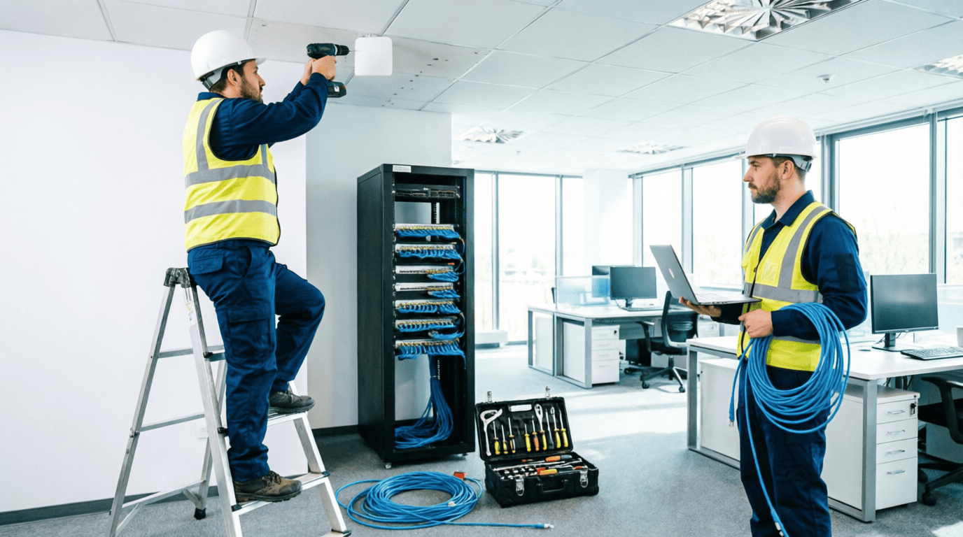 Access point WiFi en techo de oficina